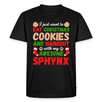 Christmas Sphynx Cat Cookies - Men's Premium Organic T-Shirt - black - Front - Nico (187cm)