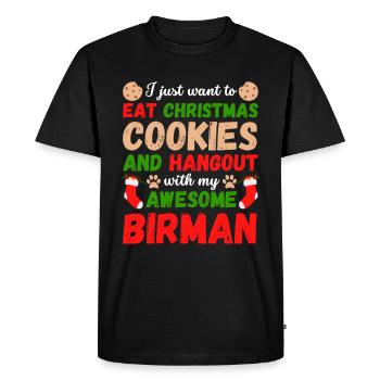 Christmas Burmese Cat Cookies - Men's Premium Organic T-Shirt - black - Front - Nico (187cm)