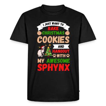Christmas Sphynx cat baking cookies with cat - Men's Premium Organic T-Shirt - black - Front - Nico (187cm)