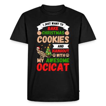 Ocicat de Noël chat cuisson biscuits avec chat - T-shirt Premium bio Homme - noir - Devant - Nico (187cm)
