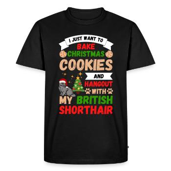 Biscuits de Noël British Shorthair Cat Bake - T-shirt Premium bio Homme - noir - Devant - Nico (187cm)