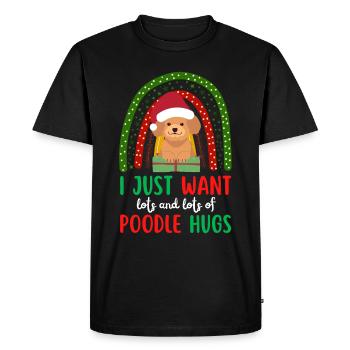 Merry Christmas Cute Poodle Kawaii - Men's Premium Organic T-Shirt - black - Front - Nico (187cm)