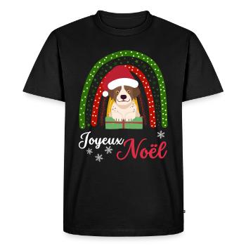 Noël Sweet English Pointer Lover Kawaii - T-shirt Premium bio Homme - noir - Devant - Nico (187cm)