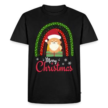 Christmas Sweet Dwarf Spitz Lover Kawaii - Men's Premium Organic T-Shirt - black - Front - Nico (187cm)