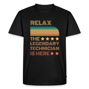 Relax le technicien légendaire est rétro - T-shirt Premium bio Homme - noir - Devant - Nico (187cm)