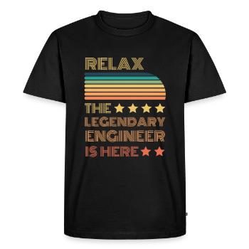 Relax the Legendary Engineer is retro here - Men's Premium Organic T-Shirt - black - Front - Nico (187cm)