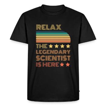 Relax the Legendary Scientist is retro here - Men's Premium Organic T-Shirt - black - Front - Nico (187cm)