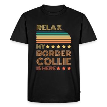 Détendez-vous mon légendaire Border Collie est ici Rétro - T-shirt Premium bio Homme - noir - Devant - Nico (187cm)