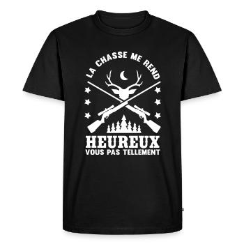 Drôle de chasse au cerf | La chasse - T-shirt Premium bio Homme - noir - Devant - Nico (187cm)