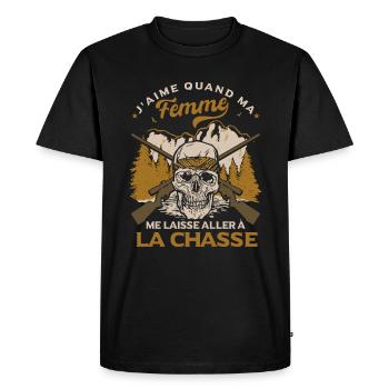 Chasse Humour Homme - T-shirt Premium bio Homme - noir - Devant - Nico (187cm)