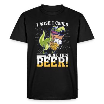 Beer T-Rex Funny Dinosaur - Men's Premium Organic T-Shirt - black - Front - Nico (187cm)