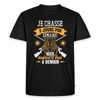 Proverbe drôle sur la chasse au sanglier - T-shirt Premium bio Homme - noir - Devant - Nico (187cm)