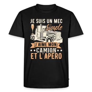 Camionneur | Routier | Poids Lourd | Camion - T-shirt Premium bio Homme - noir - Devant - Nico (187cm)