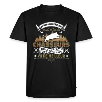 Chasseur Cadeau Chasse Humour Homme Chasseur - T-shirt Premium bio Homme - noir - Devant - Nico (187cm)