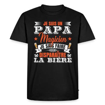 Je Suis Un Papa Magicien | Fête Des Pères - T-shirt Premium bio Homme - noir - Devant - Nico (187cm)