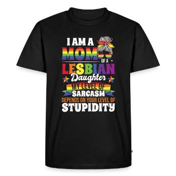 Maman d’une fille lesbienne Mois de la fierté - T-shirt Premium bio Homme - noir - Devant - Nico (187cm)