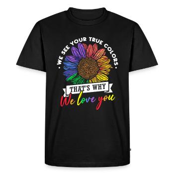 Tournesol LGBT - T-shirt Premium bio Homme - noir - Devant - Nico (187cm)