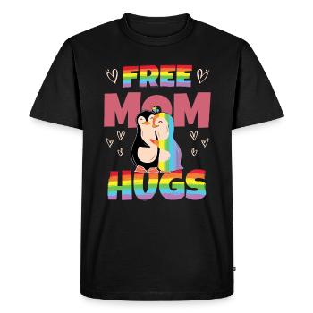 Une maman sans pingouins embrasse le mois de la fierté - T-shirt Premium bio Homme - noir - Devant - Nico (187cm)
