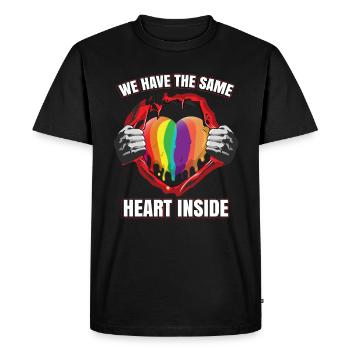 Nous avons le même cœur à l’intérieur - T-shirt Premium bio Homme - noir - Devant - Nico (187cm)