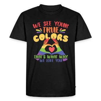 Famille LGBT du cœur - T-shirt Premium bio Homme - noir - Devant - Nico (187cm)