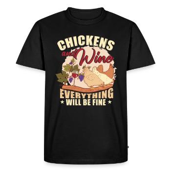 Poulets et vin Tout ira bien - T-shirt Premium bio Homme - noir - Devant - Nico (187cm)