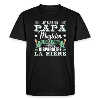 Fête Des Père Cadeau | Je Suis Un Papa Magicien - T-shirt Premium bio Homme - noir - Devant - Nico (187cm)