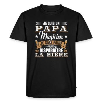 Je Suis Un Papa Magicien - T-shirt Premium bio Homme - noir - Devant - Nico (187cm)