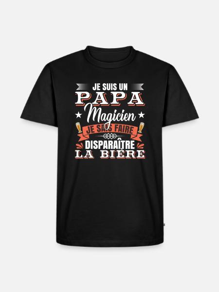 Papa Humour Bière - T-shirt Premium bio Homme - noir
