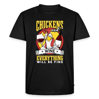 Poulets et vin | Éleveur de poulets - T-shirt Premium bio Homme - noir - Devant - Nico (187cm)
