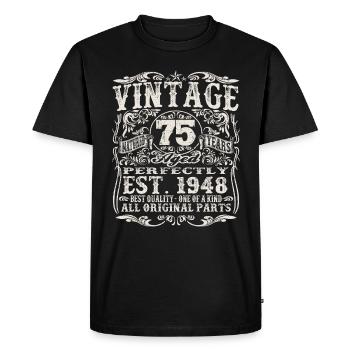 born in 1948 - 75 years old - Men's Premium Organic T-Shirt - black - Front - Nico (187cm)