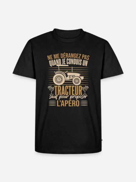 Tracteur Apéro Humour - T-shirt Premium bio Homme - noir