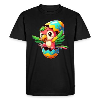Le perroquet de Pâques éclot de l’œuf - T-shirt Premium bio Homme - noir - Devant - Nico (187cm)