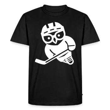 Hockey sur glace hibou silhouette harfang des neiges joueur - T-shirt Premium bio Homme - noir - Devant - Nico (187cm)