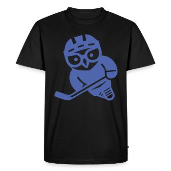 Hockey sur glace hibou silhouette harfang des neiges joueur - T-shirt Premium bio Homme - noir - Devant - Nico (187cm)