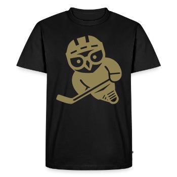 Hockey sur glace hibou silhouette harfang des neiges joueur - T-shirt Premium bio Homme - noir - Devant - Nico (187cm)