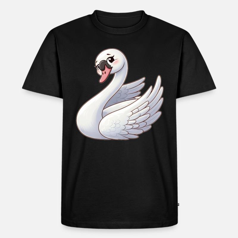 Weißer Schwan als himmlischer Engel - Männer Premium Bio T-Shirt - Schwarz
