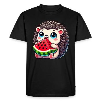 Hérisson avec conception de fruits d’été de pastèque - T-shirt Premium bio Homme - noir - Devant - Nico (187cm)