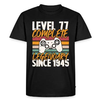 Niveau 77 Complet Vintage Anniversaire 77 Ans - T-shirt Premium bio Homme - noir - Devant - Nico (187cm)