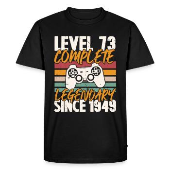 Niveau 73 Complet Vintage Anniversaire 73 Ans - T-shirt Premium bio Homme - noir - Devant - Nico (187cm)