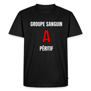 Groupe sanguin À péritif - T-shirt Premium bio Homme - noir - Devant - Nico (187cm)