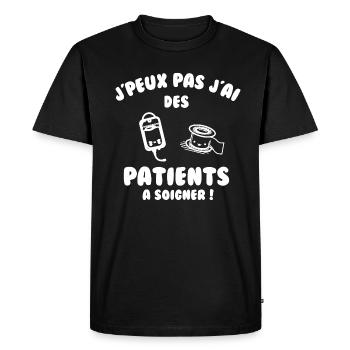Patient à soigner - T-shirt Premium bio Homme - noir - Devant - Nico (187cm)