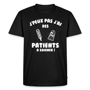 Patient à soigner - T-shirt Premium bio Homme - noir - Devant - Nico (187cm)