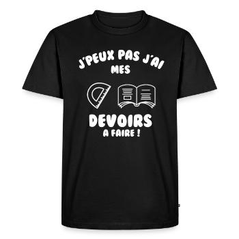 J’peux pas j’ai mes devoirs à faire - T-shirt Premium bio Homme - noir - Devant - Nico (187cm)