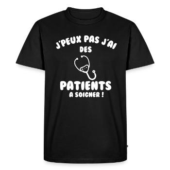 Patient à soigner - T-shirt Premium bio Homme - noir - Devant - Nico (187cm)