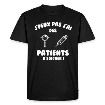 Patient à soigner - T-shirt Premium bio Homme - noir - Devant - Nico (187cm)