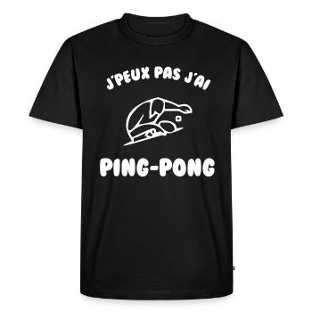 J’peux pas j’ai ping-pong - T-shirt Premium bio Homme - noir - Devant - Nico (187cm)