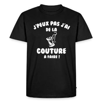 J’peux pas j’ai de la couture à faire - T-shirt Premium bio Homme - noir - Devant - Nico (187cm)