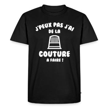 J’peux pas j’ai de la couture à faire - T-shirt Premium bio Homme - noir - Devant - Nico (187cm)