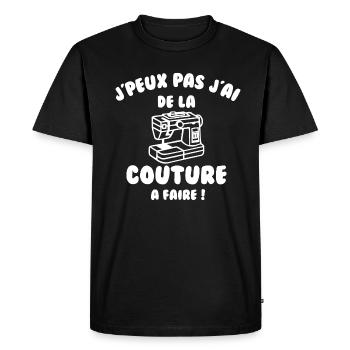 J’peux pas j’ai de la couture à faire - T-shirt Premium bio Homme - noir - Devant - Nico (187cm)