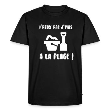J’peux pas j’vais à la plage - T-shirt Premium bio Homme - noir - Devant - Nico (187cm)
